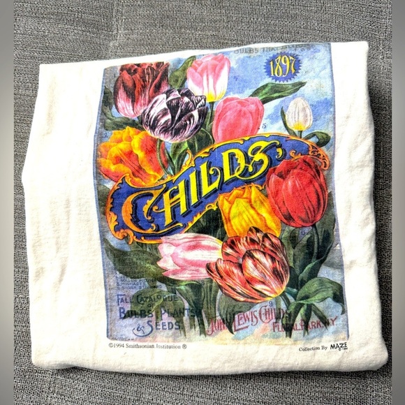 VTG 1994 Smithsonian Institution John Lewis Childs Floral T-shirt White Size L - Picture 4 of 8